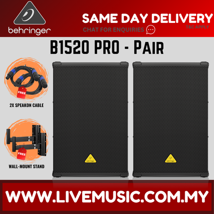 Behringer B1520 PRO 1200 Watt 15" Passive PA Loudspeaker w/Wireless Mic,Speaker Stand & Cable (B1520PRO B-1520 PRO)