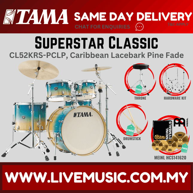 Tama Superstar Classic CL52KRS 5-Piece With Meinl HCS141620 Cymbal Set - ( CL-52KRS )