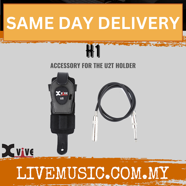 Black Xvive H1 transmitter holder strap with extension cable and two connector tips