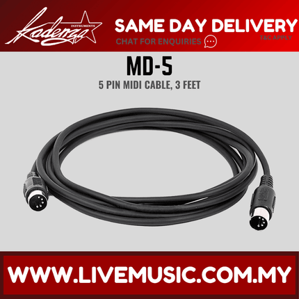 Kadenza MD-5 5 Pin MIDI Cable - 5 Feet ( MD5 / LMC )