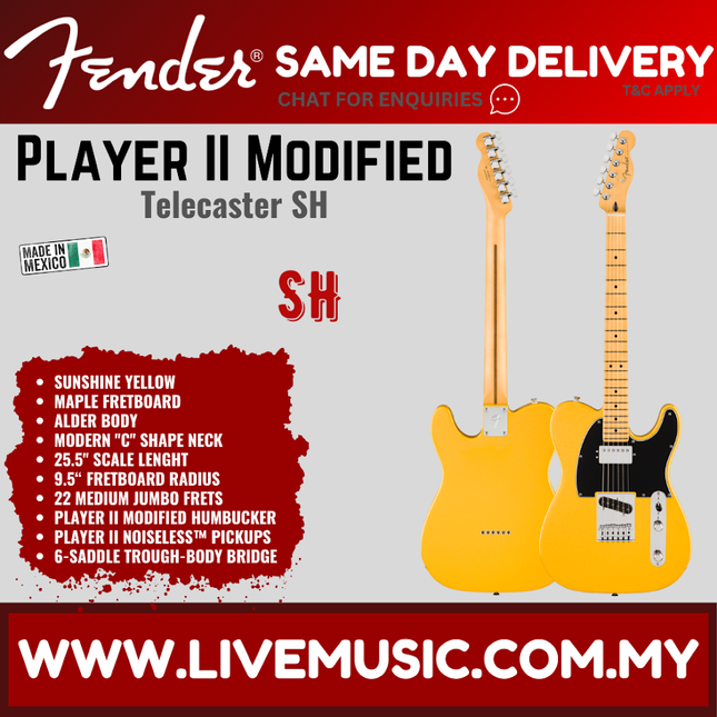 Fender Player II Modified Telecaster SH Electric Guitar, Maple FB, Sunshine Yellow