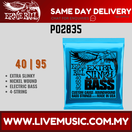 Ernie Ball 2835 Bass Guitar Strings Extra Slinky Roundwound (40-95/EB2835)