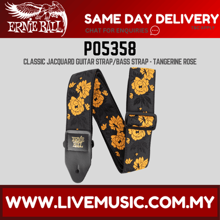 Ernie Ball 5358 Classic Jacquard Guitar Strap, Tangerine Rose