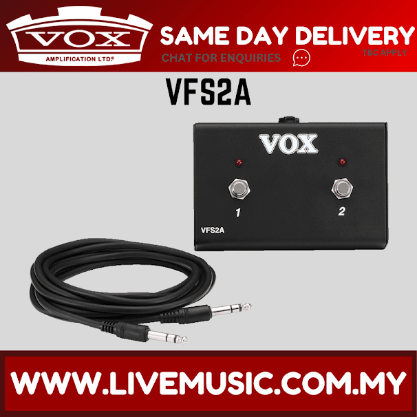 Vox VFS2A dual guitar footswitch with cable and two silver stomp switches