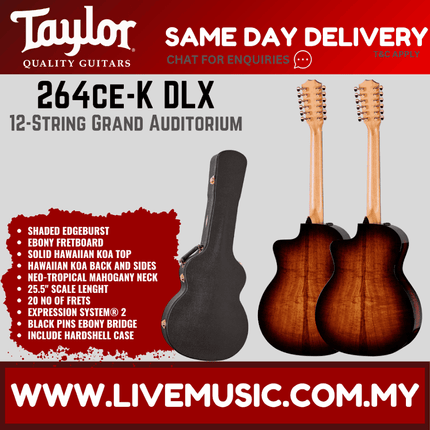 Taylor 264ce-K DLX Grand Auditorium Koa 12-String Acoustic-Electric Guitar