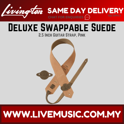Livingston DSSPK-25 2.5inch Deluxe Swappable Suede Guitar Strap, Pink ( DSSPK25 DSSPK 25 )