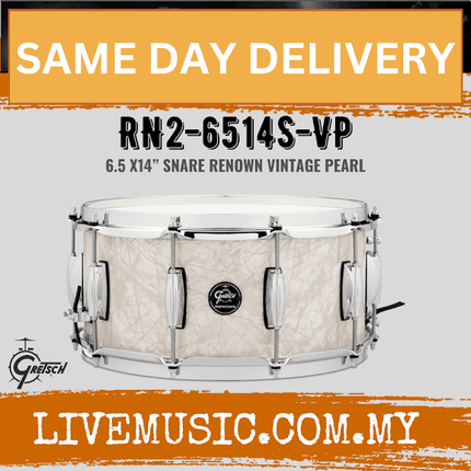 Gretsch RN2-6514S-VP Renown 6.5x14inch Snare Drum, Vintage Pearl