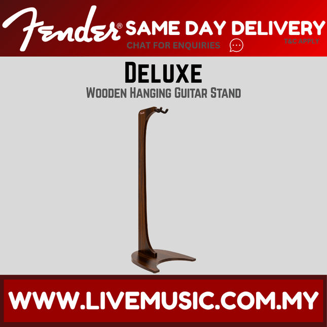 Deluxe wooden hanging guitar stand with curved support and stable base