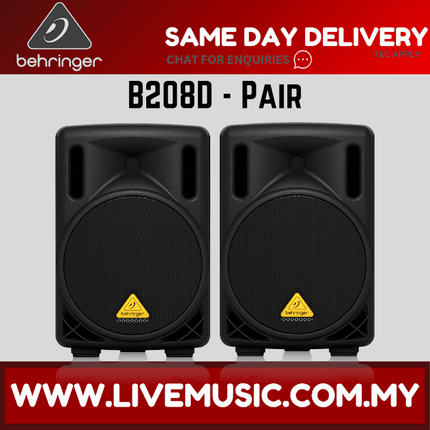 Behringer Eurolive B208D 200W 8" Powered Speaker w/Wireless Mic,Speaker Stand & Cable - Each / Pair ( B-208D / B 208D )