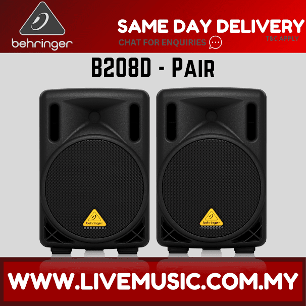Behringer Eurolive B208D 200W 8" Powered Speaker w/Wireless Mic, Speaker Stand and Cable - Pair ( B-208D / B 208D )