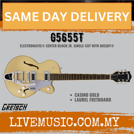 Gretsch G5655T Electromatic Center Block Jr. Single-Cut Electric Guitar w/Bigsby, Casino Gold