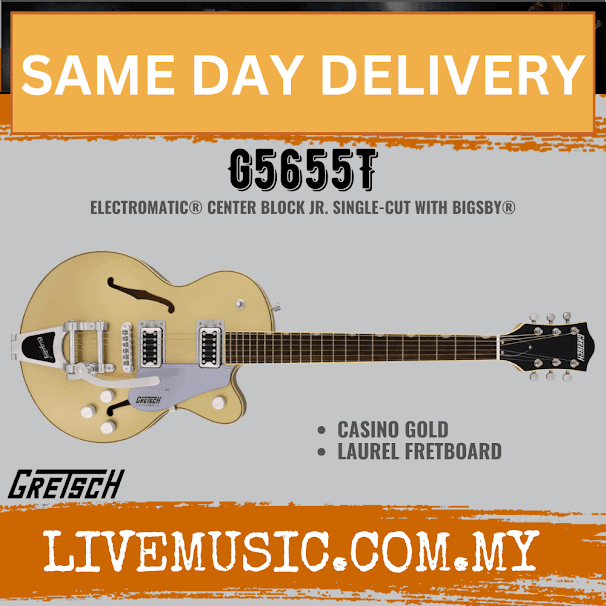 Gretsch G5655T Electromatic Center Block Jr. Single-Cut Electric Guitar w/Bigsby, Casino Gold
