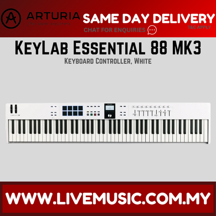 Arturia Keylab Essential 88 MK3 Keyboard Controller - White (Essential88/Essential-88/MKIII)