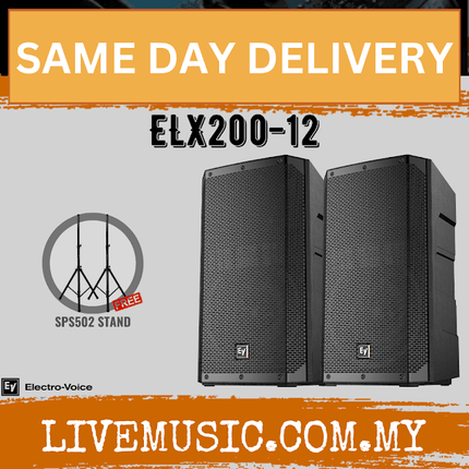 EV Electro-Voice ELX200-12 1200W 12" Passive Speaker With Speaker Stand And Cable - Pair ( ELX200 12 / ELX20012 )