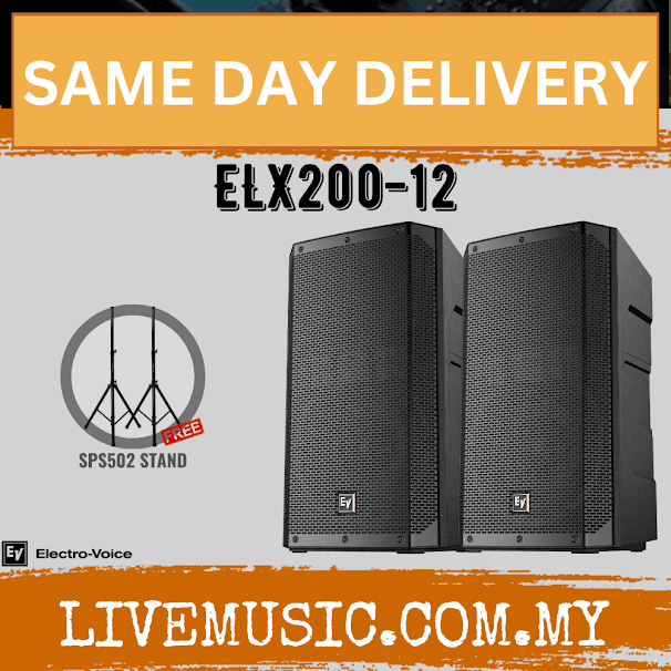 EV Electro-Voice ELX200-12 1200W 12" Passive Speaker With Speaker Stand And Cable - Pair ( ELX200 12 / ELX20012 )