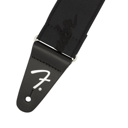 Fender Weighless Running Logo Guitar Strap, 2inch - Black/Black