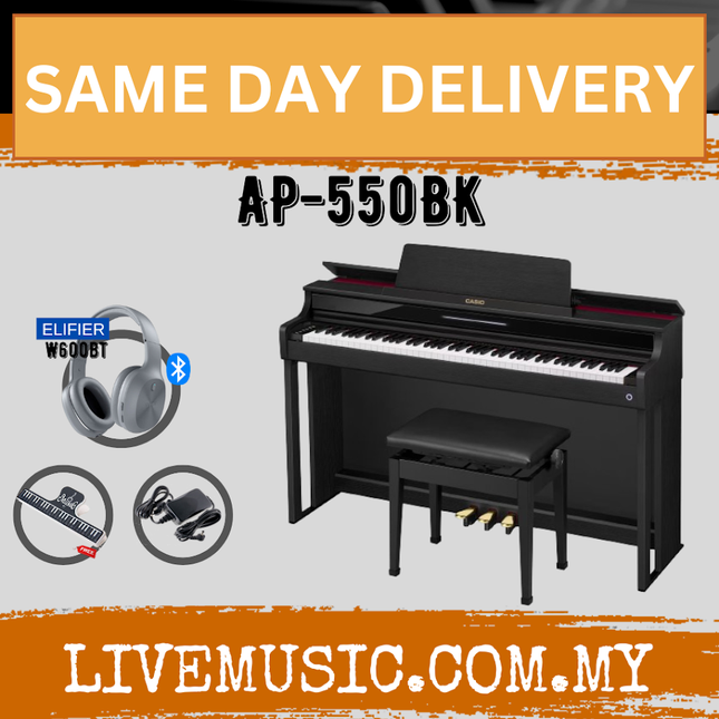 Casio AP-550 Celviano 88-Keys Digital Piano with FREE Piano Bench and Headphone - Black / Brown / White (AP 500/AP550)