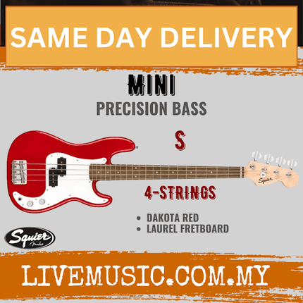 Squier Mini Precision Bass Guitar, Laurel Fretboard - Dakota Red