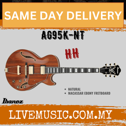 Ibanez AG95K-NT Artcore Expressionist Ag Series Electric Guitar, Natural ( AG95K NT / AG95KNT )