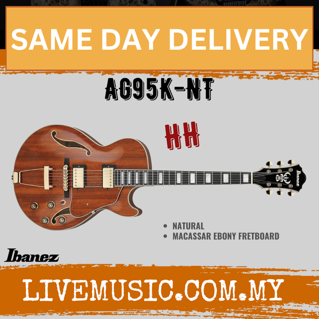 Ibanez AG95K-NT Artcore Expressionist Ag Series Electric Guitar, Natural ( AG95K NT / AG95KNT )