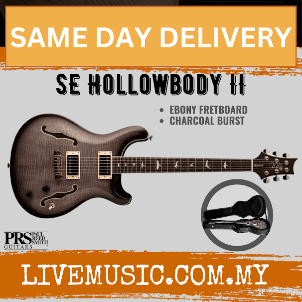 PRS SE Hollowbody II Electric Guitar with Case - Tri-Color Sunburst / Charcoal