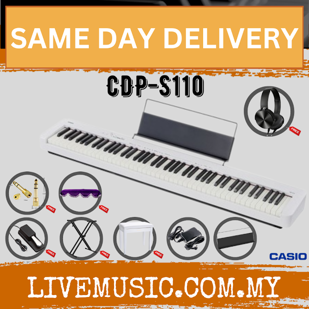 Casio CDP-S110 88-key Digital Piano & Headphone - White ( CDPS110 / CDP S110) Replace CDP-S100/CDPS100