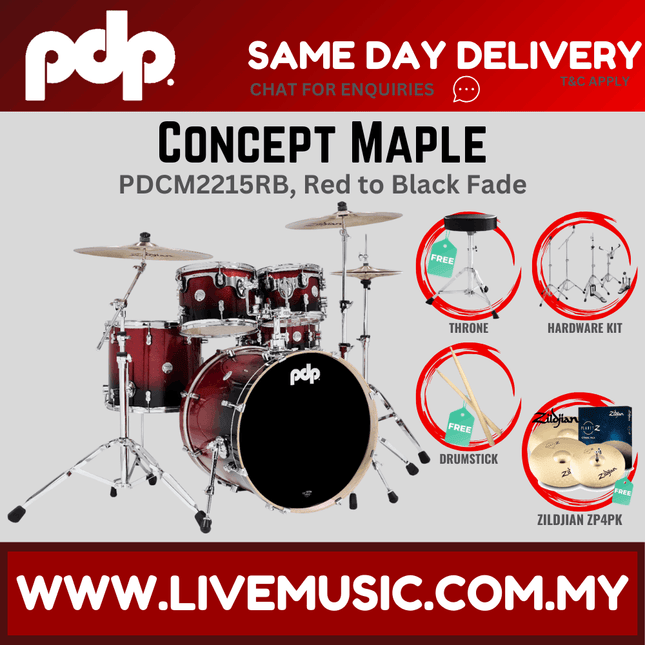 PDP by DW CM5 Concept Maple Shell Pack - 5-piece With ZP4PK Cymbals ( PDCM2215 )
