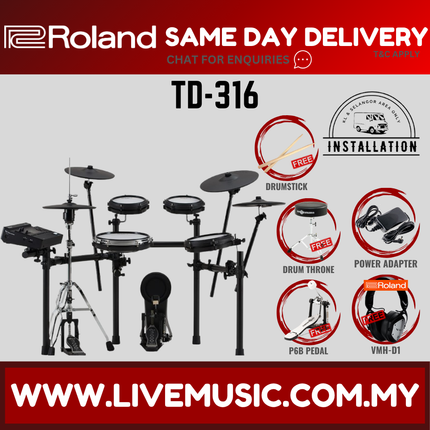 Roland TD-316 Electronic Digital Drum Set w/Accessories ( TD316 TD 316 ) Replace TD17KVX2 TD-17KVX2
