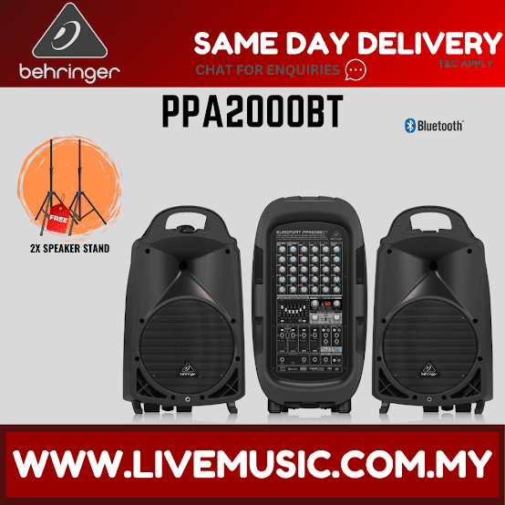Behringer Europort PPA2000BT Portable PA System Set w/Speaker Stand ( PPA-2000BT / PPA 2000BT )