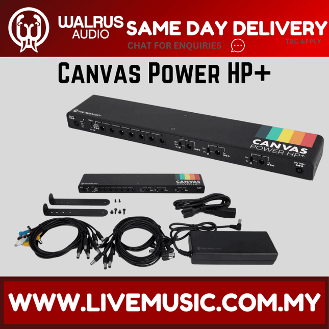 Walrus Audio Canvas HP+ pedal power supply with cables and power adapter, UK