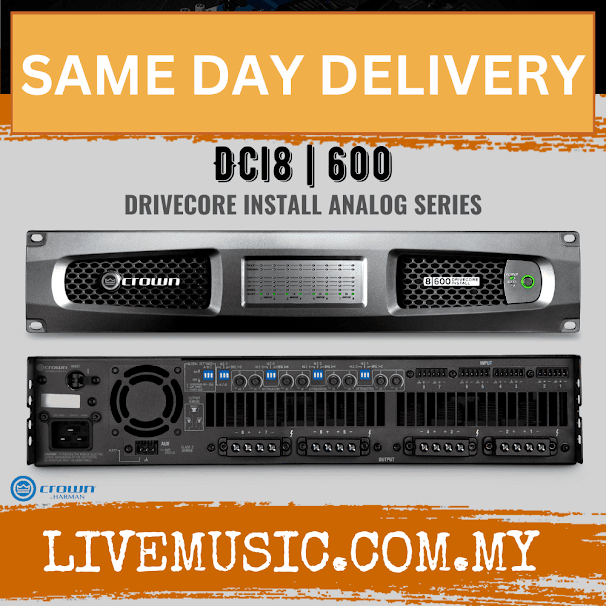 Crown DCi 8|600 Eight-channel, 600W @ 4Ω Analog Power Amplifier, 70V/100V ( DCi-8|600 / DCi8|600 )