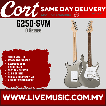 Cort G250-SVM Electric Guitar with Bag - Silver Metallic ( G250 SVM / G250SVM )