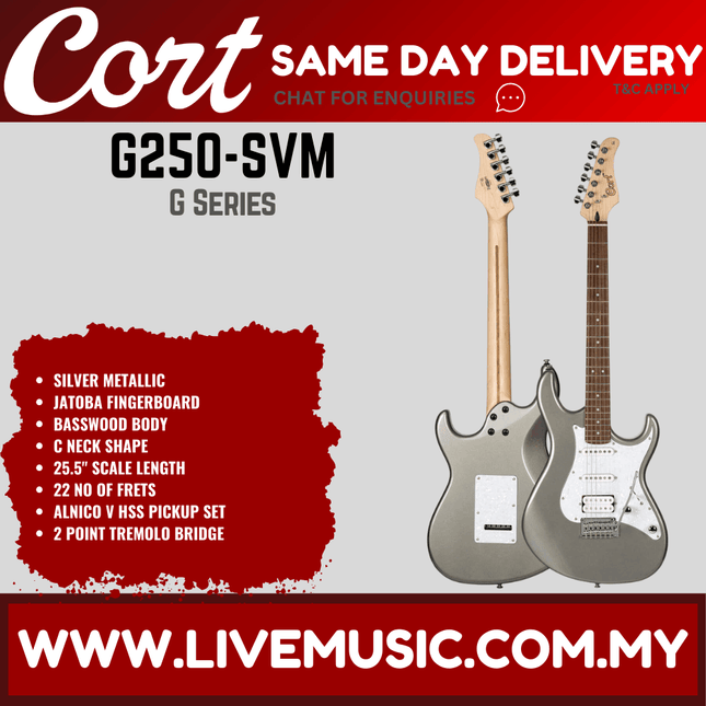 Cort G250-SVM Electric Guitar with Bag - Silver Metallic ( G250 SVM / G250SVM )