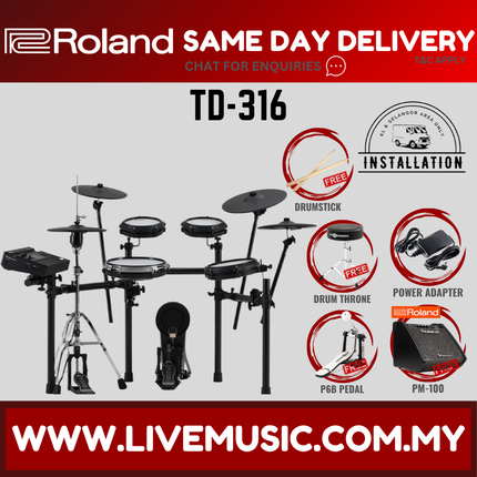Roland TD-316 Electronic Digital Drum Set w/Accessories ( TD316 TD 316 ) Replace TD17KVX2 TD-17KVX2