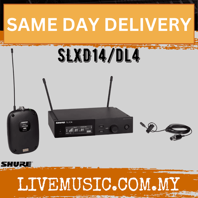 Shure SLXD14/DL4 Wireless System with SLXD1 Bodypack Transmitter and DL4 Lavalier Microphone ( SLXD SLXD14 DL4 / SLXD14DL4 )