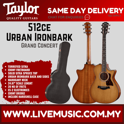 Taylor 512ce Urban Ironbark V-Class Grand Concert Acoustic Guitar w/Case