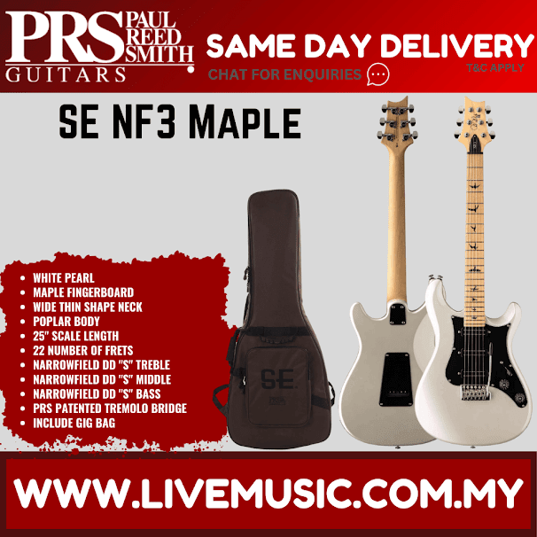 PRS SE NF3 Electric Guitar w/GigBag, Maple FB, White Pearl ( NF 3 / NF-3 )