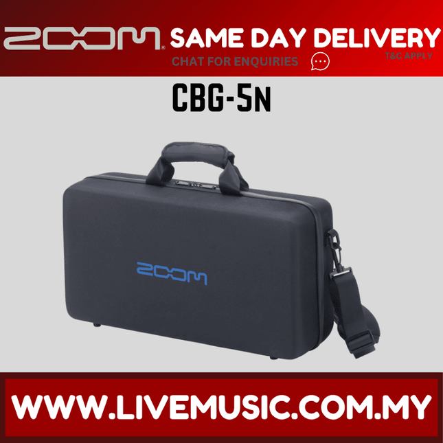 Black Zoom carry bag with padded handle and shoulder strap, front logo print