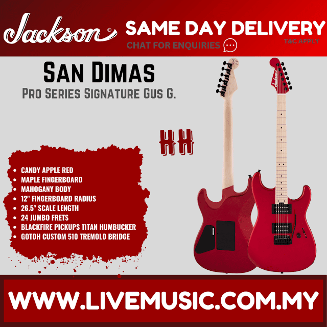 Jackson Pro Series Signature Gus G. San Dimas Style 1 Electric Guitar, Maple Fretboard - Candy Apple Red