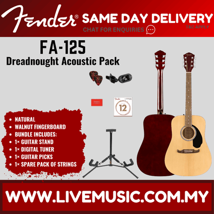 Fender FA-125 Dreadnought Acoustic Pack, Natural ( FA 125 / FA125 )