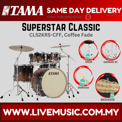 Tama Superstar Classic CL52KRS 5-Piece With KDZS141620 Silent Cymbal Set - ( CL-52KRS )