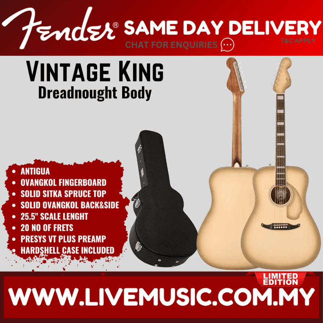 Fender Limited Edition California Vintage King Acoustic Guitar w/Case, Antigua