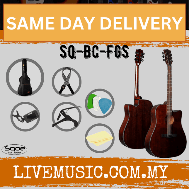 SQOE SQ-BC-FGS 41 inch Dreadnought  Acoustic Guitar - Natural ( SQBCFGS / SQ BC FGS )