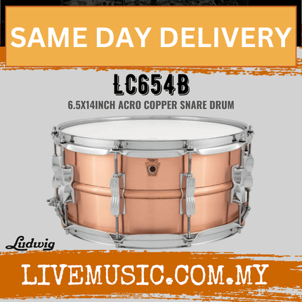 Ludwig LC654B 6.5x14inch Acro Copper Snare Drum