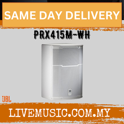 JBL PRX415M 1200W 15 inch Passive Speaker With Speaker Stand - White - Each / Pair ( PRX-415M / PRX 415M )