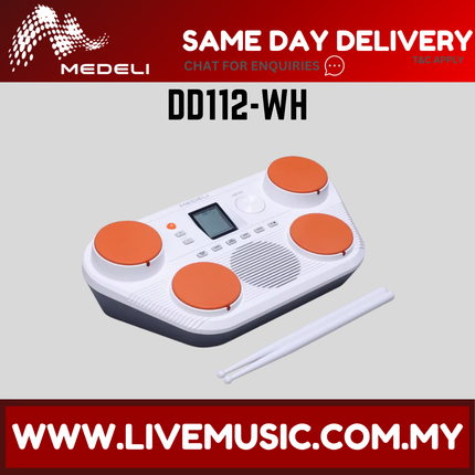 Medeli DD112 Portable Tabletop Electric Drum with Built In Speaker - Orange / White / Black ( DD-112 DD 112 )