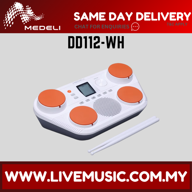 Medeli DD112 Portable Tabletop Electric Drum with Built In Speaker - Orange / White / Black ( DD-112 DD 112 )