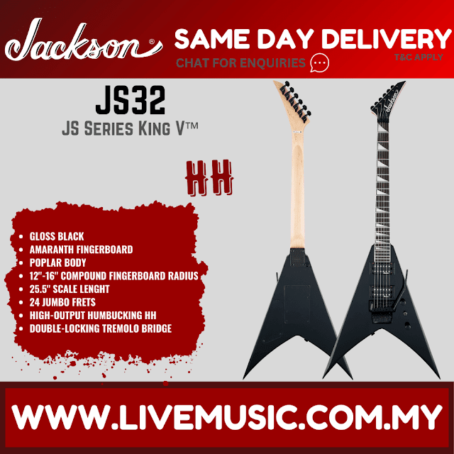 Jackson JS32 King V - JS Series Electric Guitar Amaranth Fretboard - Gloss Black (JS-32/JS 32-King V)
