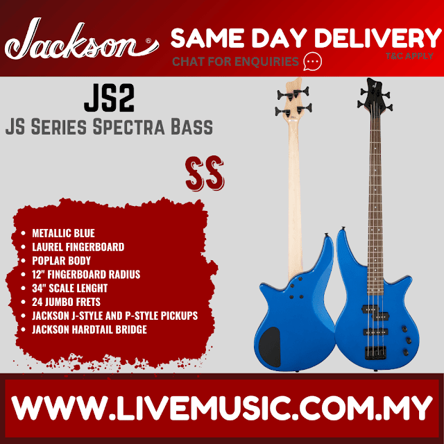 Jackson JS Series Spectra JS2 Bass Guitar, Laurel Fretboard - Metallic Blue (JS-2/JS 2)