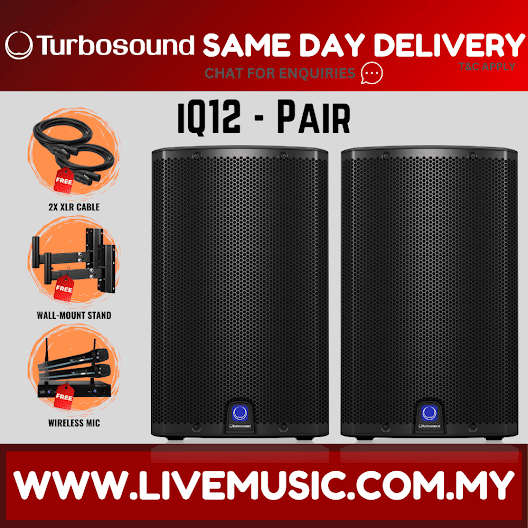 Turbosound iQ12 2500-Watt 12" Powered Speaker w/Wireless Mic, Speaker Stand And Cable - Each / Pair ( iQ-12 / iQ 12 )